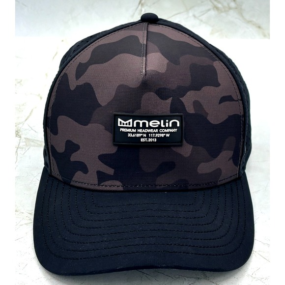 Melin Odysea Stacked Hydro Classic Performance Snapback Hat Cap Black Camo Sz Sm - Picture 9 of 16